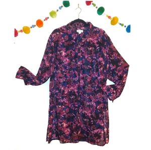 Ava & Viv Sheer Floral Longsleeve Button-up 3X